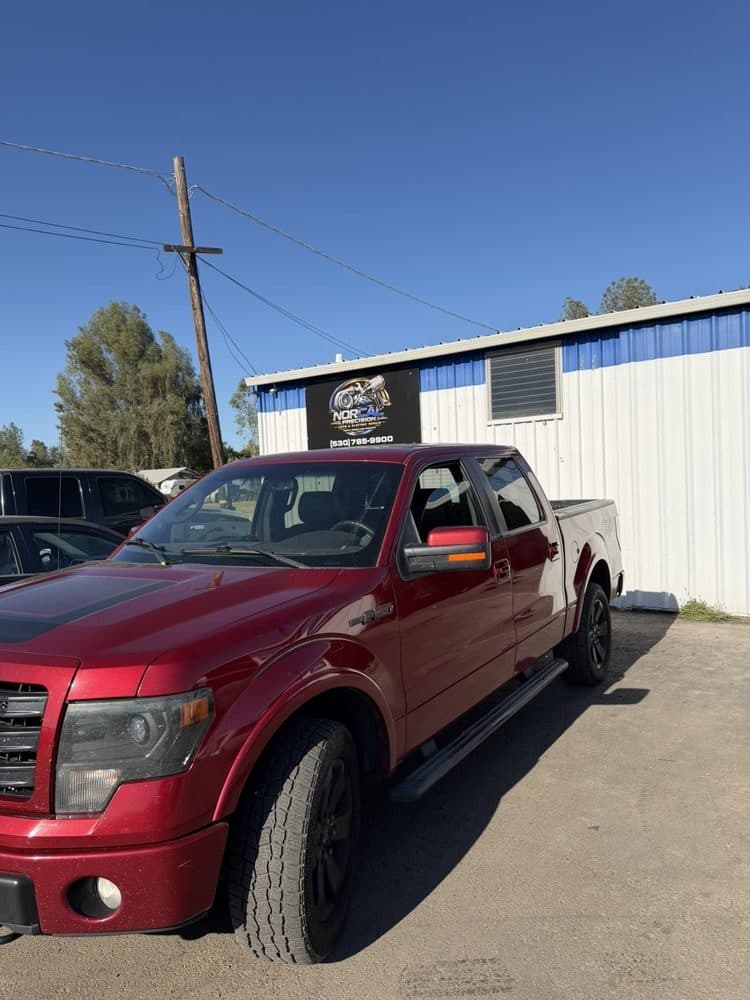 Ford F-150 parked outside the NorCal Precision Auto shop building on Churn Creek Rd in Redding, CA